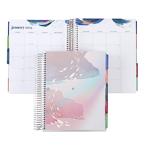 Erin Condren 7x9 Coiled Monthly Planner (January 2024 - December 2024) - In the Moment classic cover, Inspire theme, platinum coil