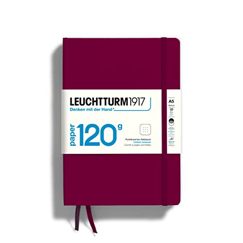 LEUCHTTURM1917 - 120G Special Edition - Medium A5 Dotted Hardcover Notebook (Port Red) - 203 Numbered Pages with 120gsm Paper