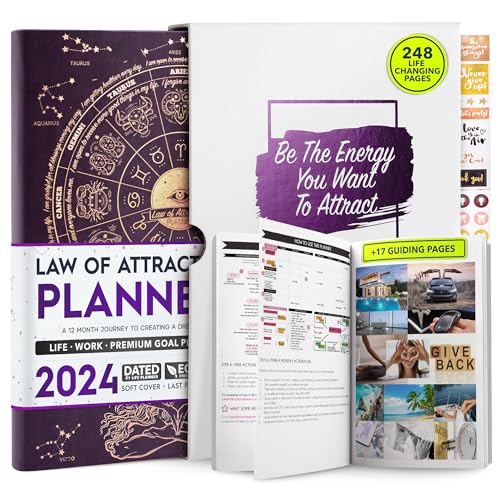 Law of Attraction Planner 2024 - Deluxe Weekly, Monthly Planner, a 12 Month Journey to Increase Productivity & Happiness, Life Organizer, Gratitude Journal, Stickers, Gift Box