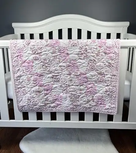 7. Girls Pink Bunny Ballerinas Baby Girl Quilt Kit