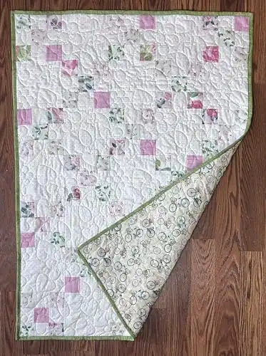 9. Rosa's Irish Chain Baby Quilt Kit with Green Bicycle Cotton Backing
