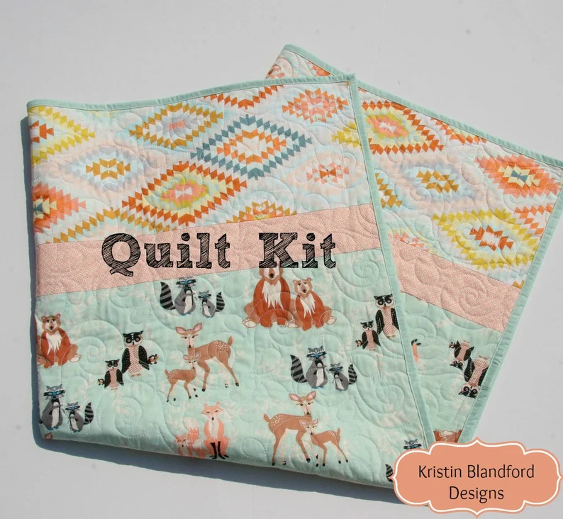 2. Woodland Baby Girl Quilt Kit