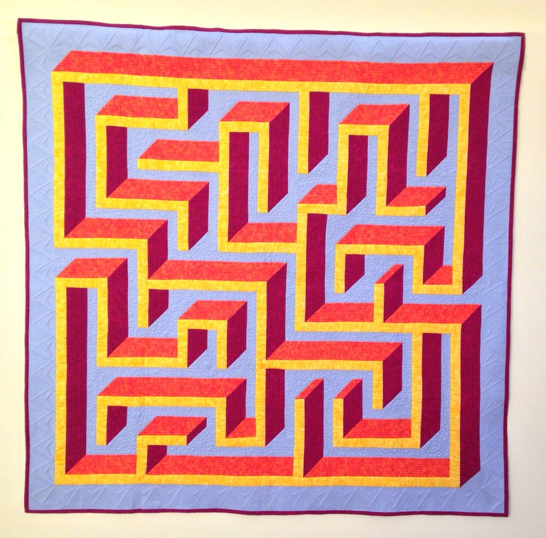 3D maze labyrinth quilt pattern
