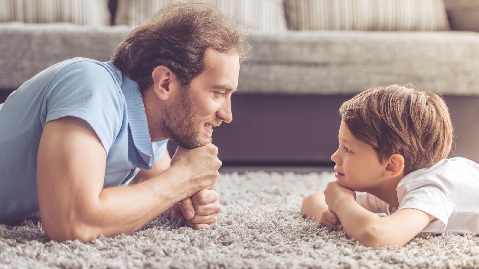 Dad And Son Looking At Each Other