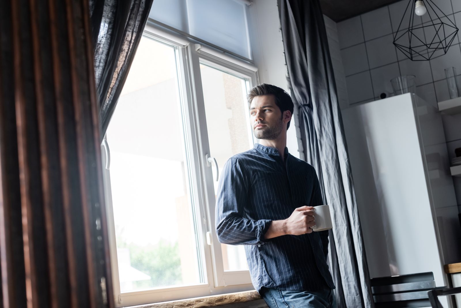 Man Coffee Window
