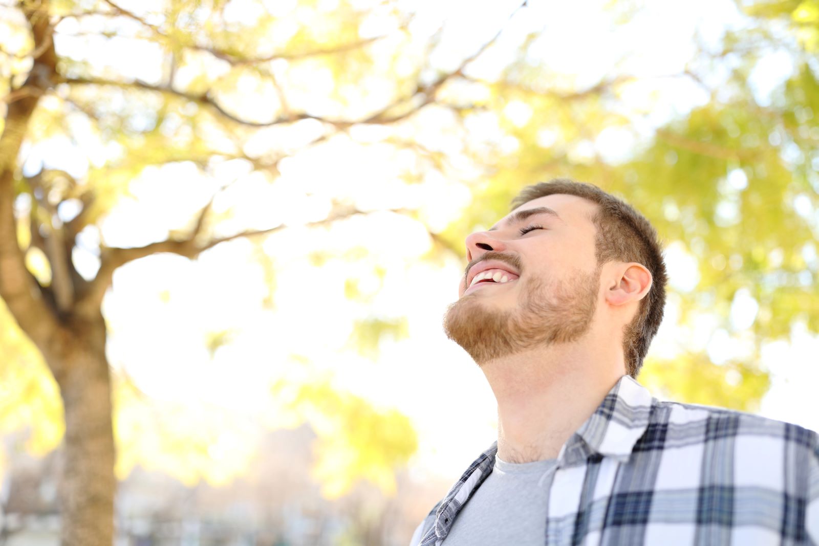 Man Breathing Fresh Air