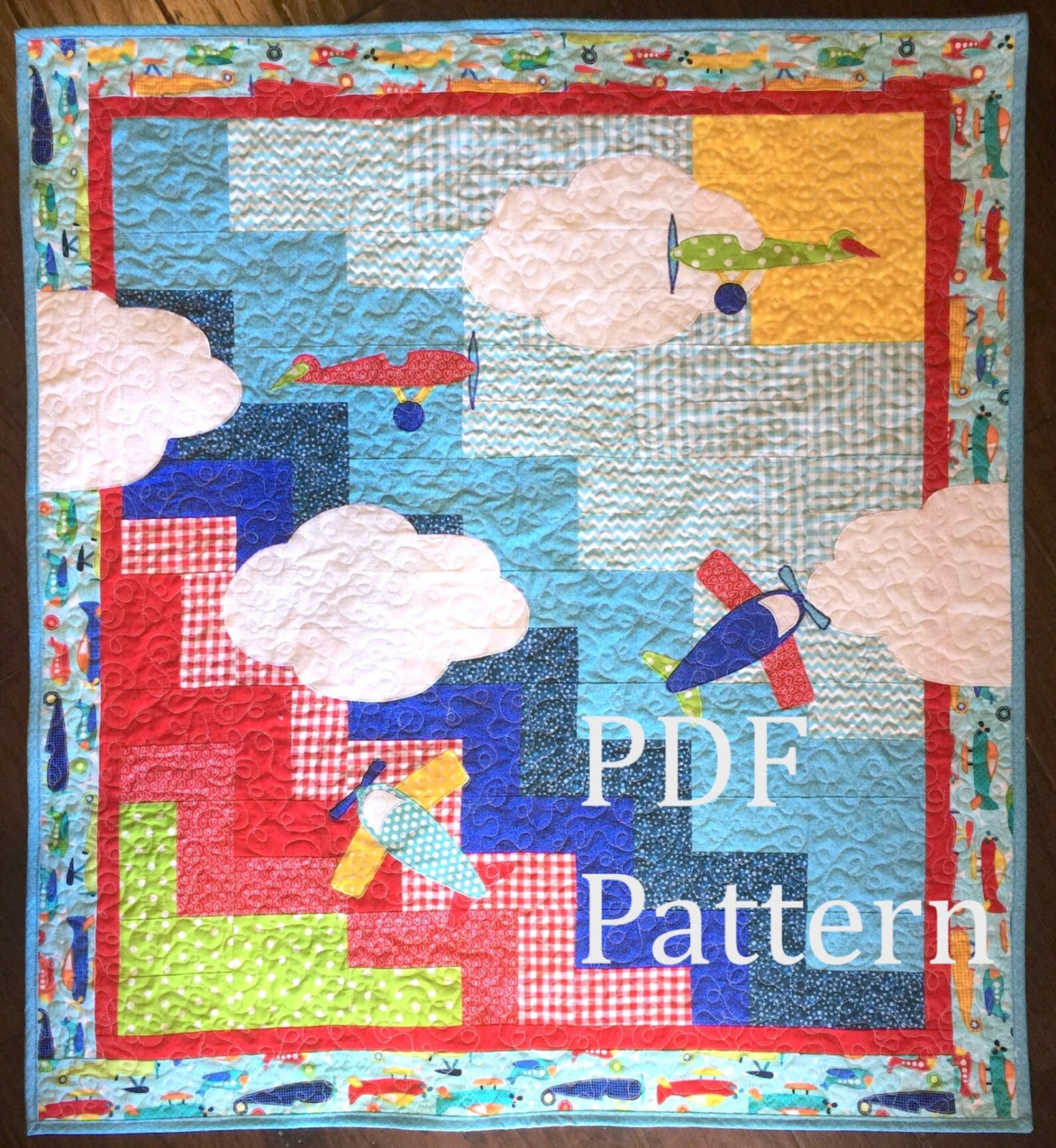 Up, Up, and Away airplane baby boy quilt patterns