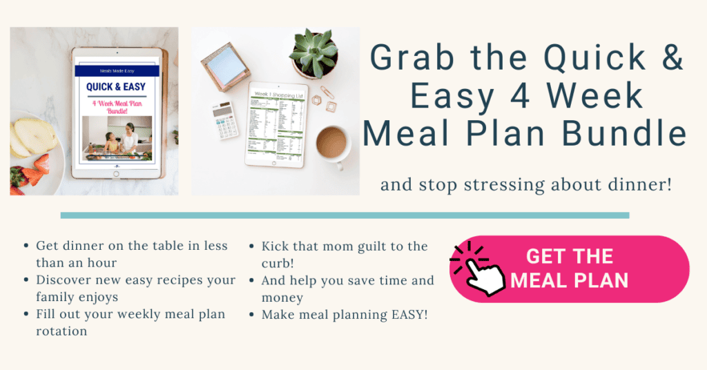 Quick and easy meal plan bundle ad, save money on your grocery budget by using these shopping lists.