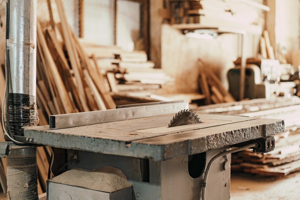 table saw motor in workshop