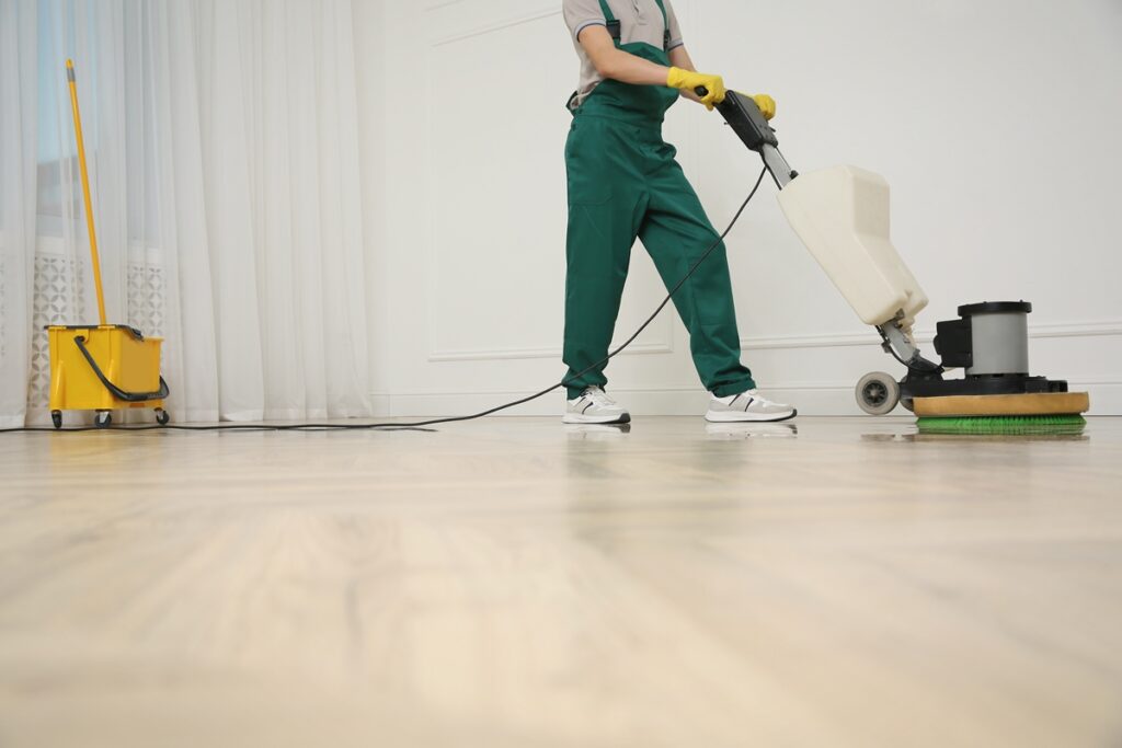 polishing a wood floor