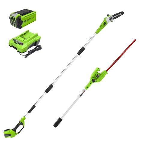 Greenworks 40V 8' Pole Saw + Pole Hedge, 2.0Ah Battery (Gen 1)