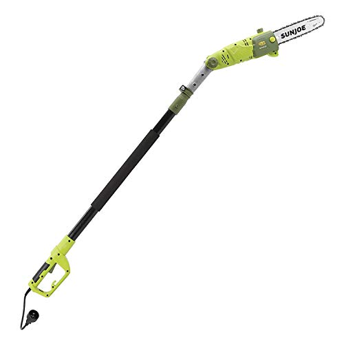 Sun Joe SWJ803E 10 inch 8.0 Amp Electric Multi-Angle Pole Chain Saw, Corded electric, Green