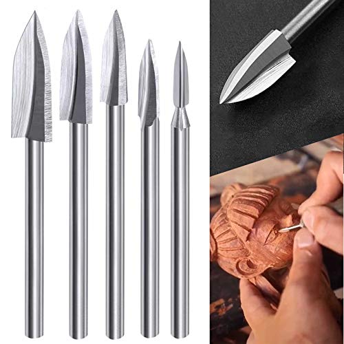 Wood Carving Tools, 5 PCS HSS Engraving Drill Bit...
