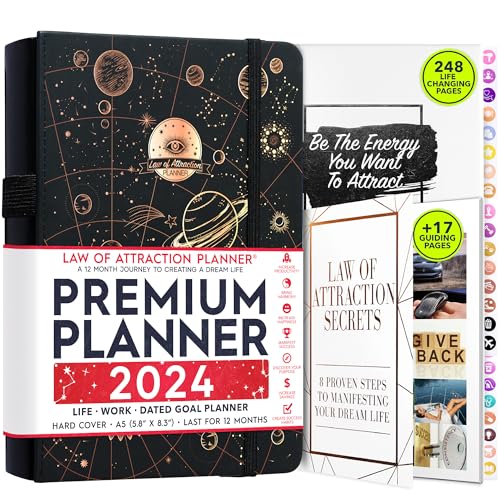 Law of Attraction Planner 2024 - Deluxe Weekly, Monthly Planner, a 12 Month Journey to Increase Productivity & Happiness - Life Organizer, Gratitude Journal, and Stickers