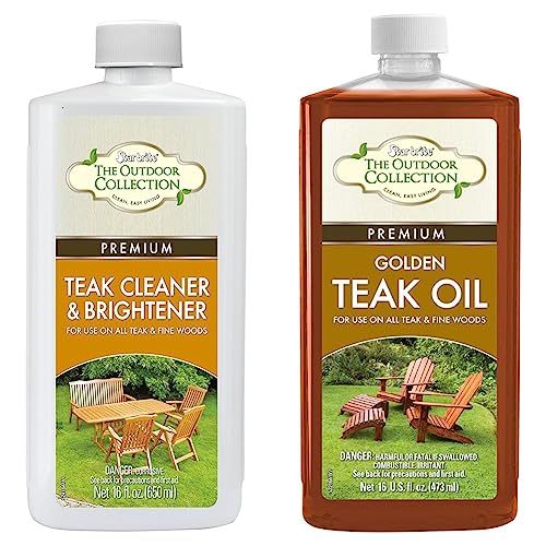 STAR BRITE Teak Refinishing Combo - Teak Cleaner & Brightener + Teak Oil - Renew, Rejuvanate & Refinish Teak and All Fine Wood