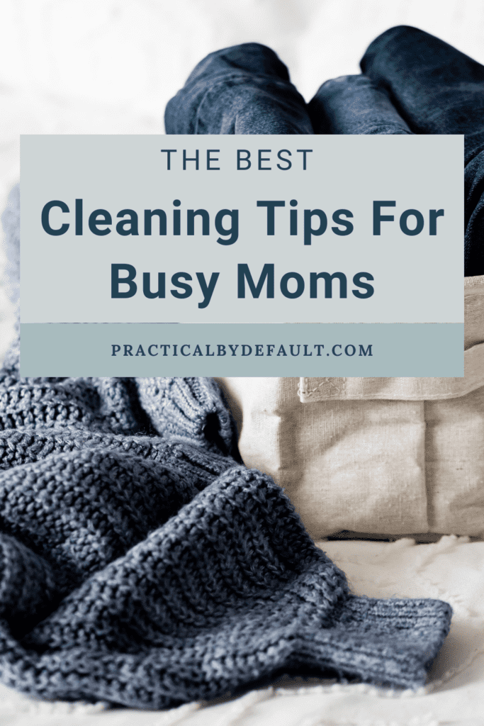 The best cleaning tips for busy moms, folded and unfolded laundry with basket.