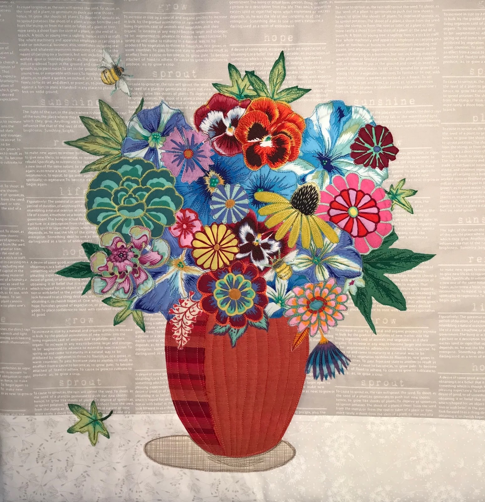 flower pot collage quilt patterns