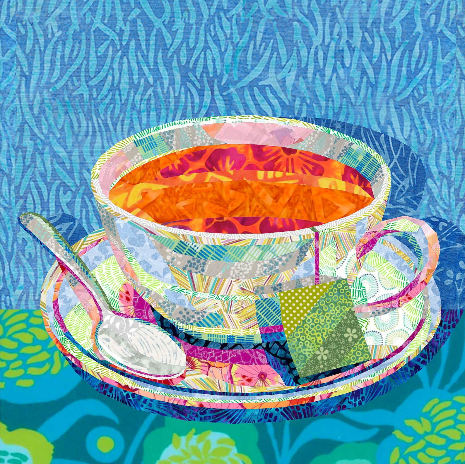 cup of tea collage quilt patterns