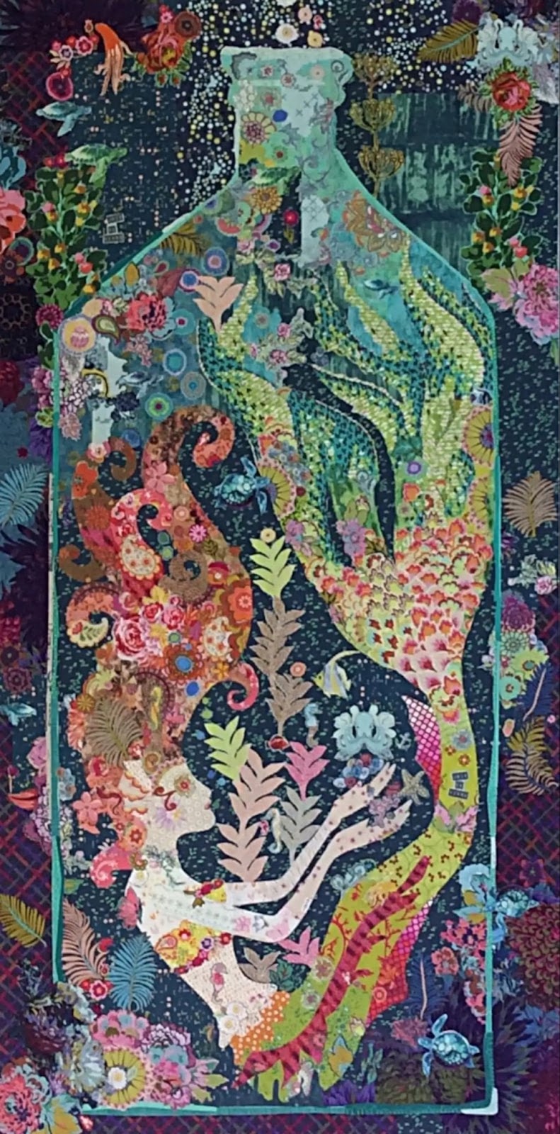 sirene mermaid in a bottle collage quilt patterns