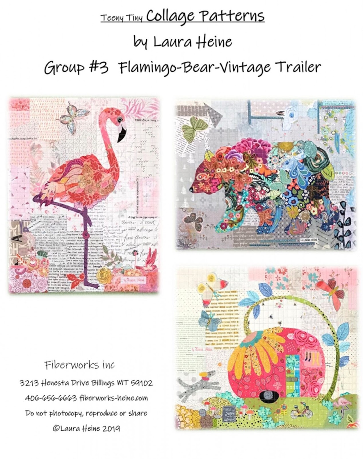 teeny tiny flamingo collage quilt patterns