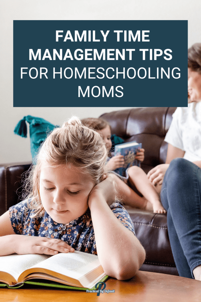 child reading a book, mom sitting with kids