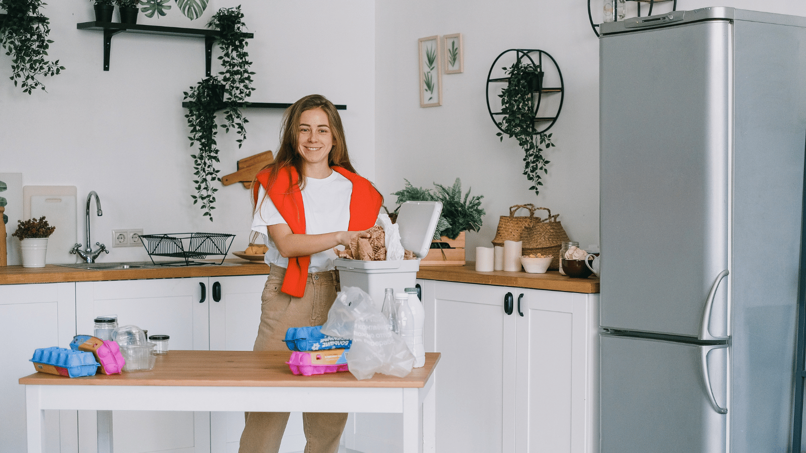 A Young Smiling Woman Working In Her Kitchen