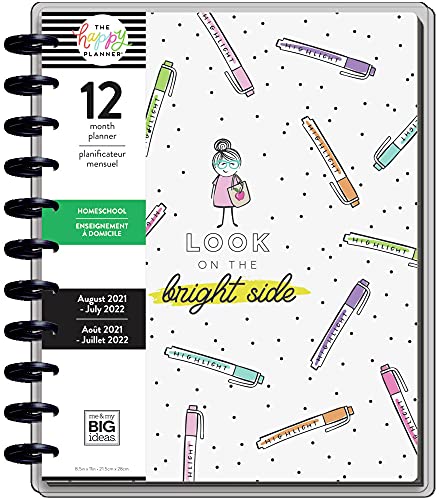 The Happy Planner BIG Sized 12 Month Homeschool Planner - Stick Girl Theme - Aug 2021 - July 2022 - Homeschool Layout - Perfect for Virtual Learning - Weekly Monthly Disc-Bound Pages - 10.12