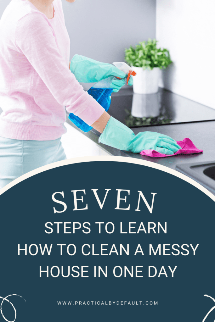 woman wearing pink sweater cleaning counter off