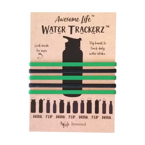 Awesome Life Water Trackerz Water Bottle Bands for Tracking Water Intake Color Green/Black