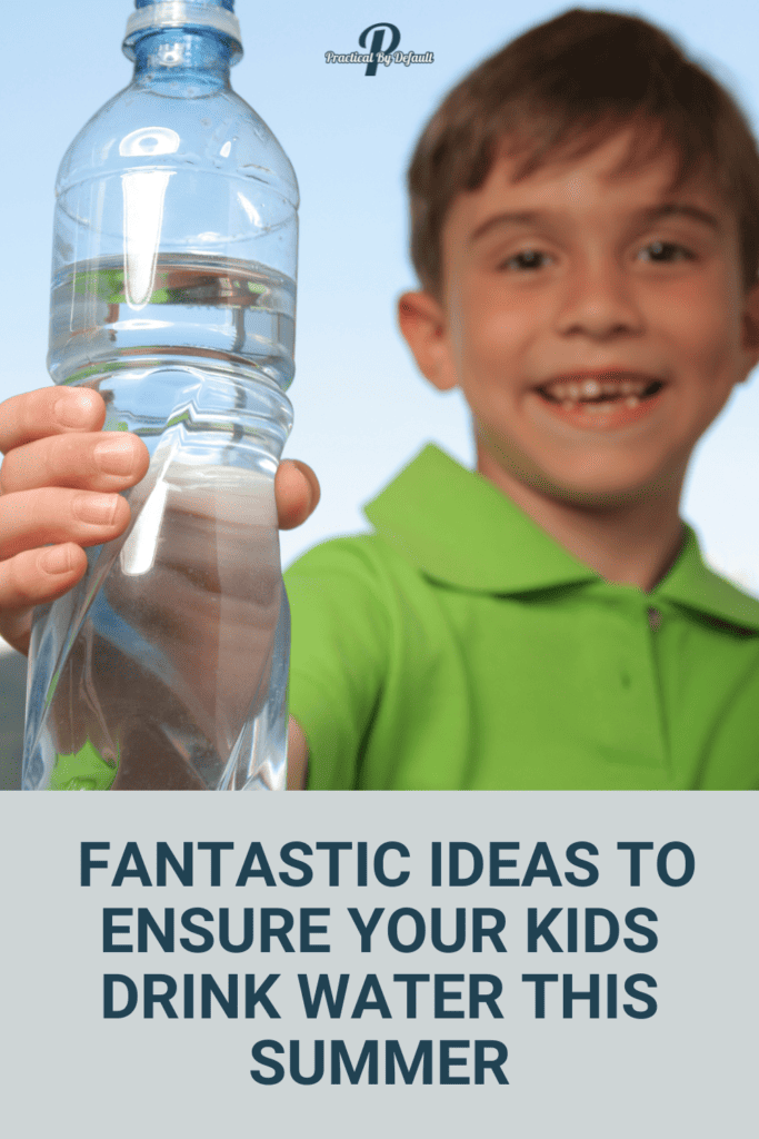 boy holding out a bottle of water.
