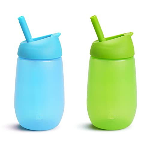Munchkin® Simple Clean™ Toddler Straw Cup, 10 Ounce, 2 Pack, Blue/Green