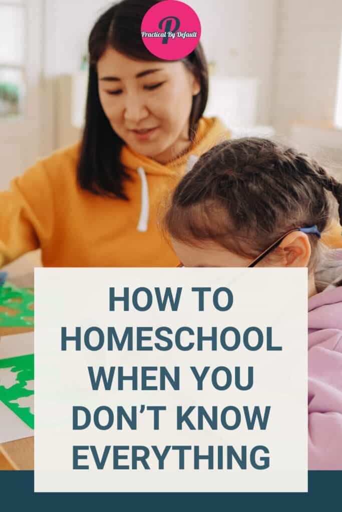 A mom in a yellow hoodie sits on a couch with her young daughter, helping her learn using a tablet. How to Homeschool When You Don’t Know Everything