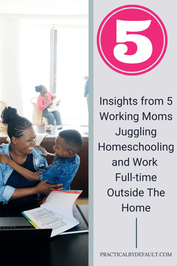 mom at an office homeschooling and working full time outside the home.