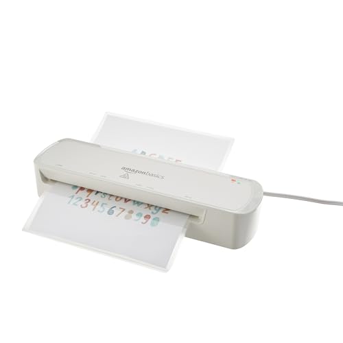 Amazon Basics Thermal Laminator Machine, Laminates Photos Cards Documents, Laminators for Teachers Home Office School, 9 in, White