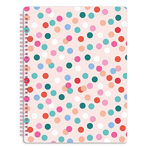 S&O Cute Spiral Notebooks - College Ruled Spiral Notebook with Pockets - Hardcover Notebook for Women - 160 Pages - Cute Notebooks for School & Journal - Polka Dots Notebook - 6.25x8.25