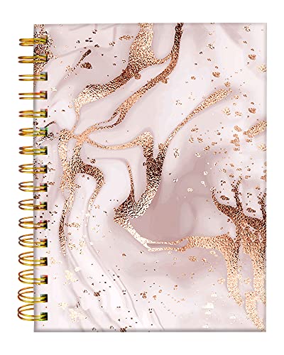 iampanda Chic Spiral Journal Notebook,Strong Twin-Wire Binding with Premium Paper for Girl Women,Champagne Marble 60 Sheets A5 College Ruled Notebook/Journal,Perfect for School Office Home Gifts,Rose Gold Marble