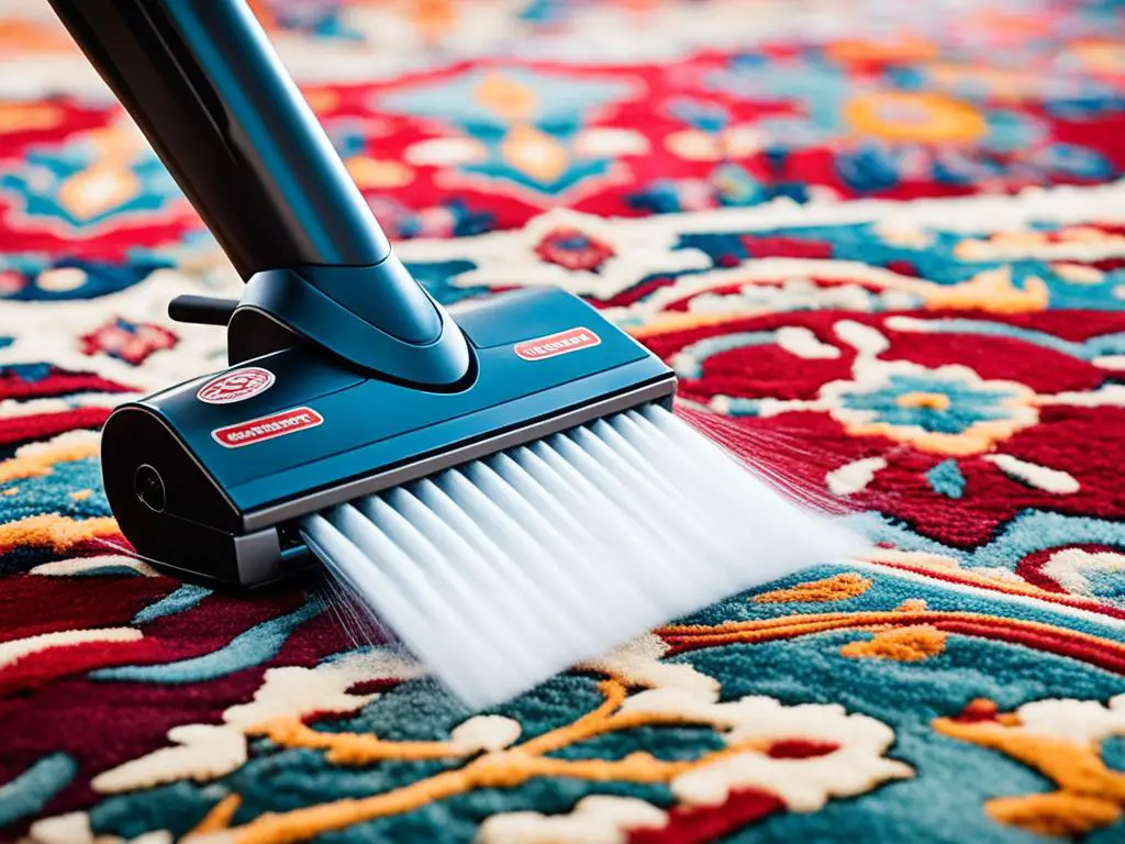 Vacuuming Persian rug