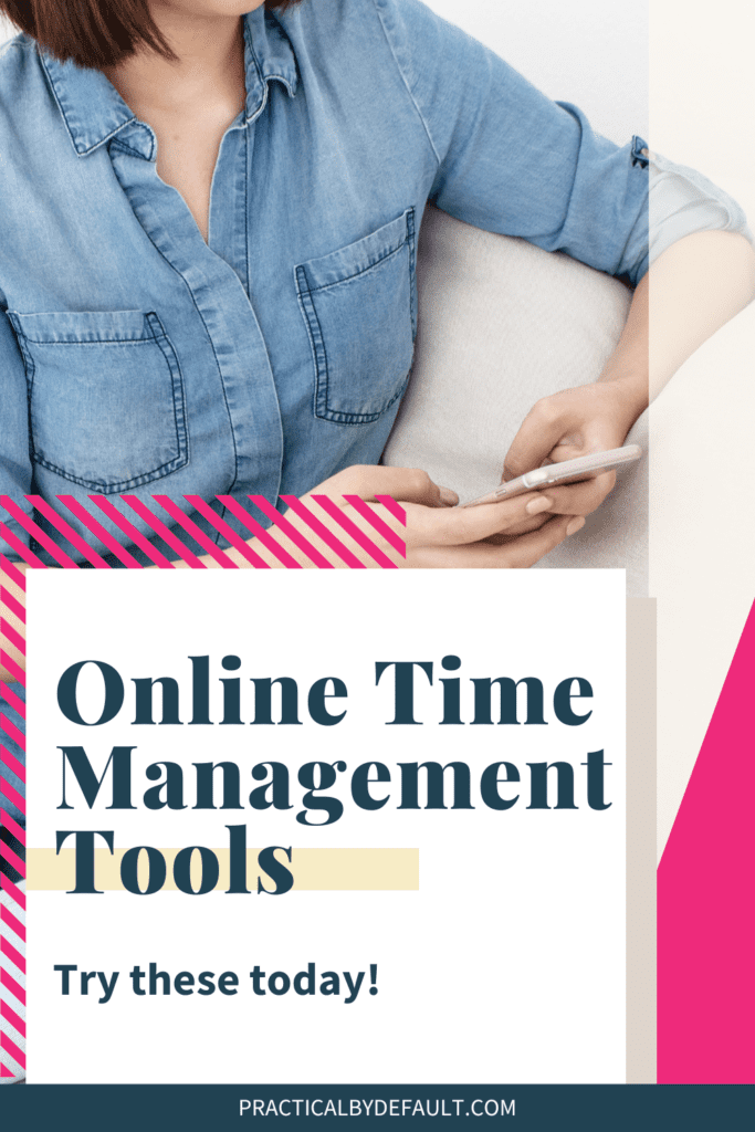 woman sitting with a phone using online time management tools