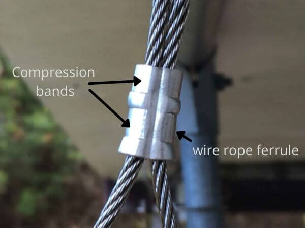 cable ferrule sleeve on a braided cable end loop