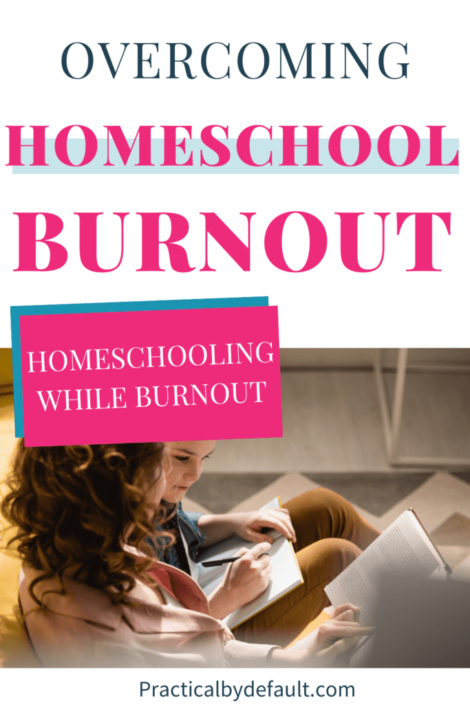 mom with boy homeschooling with book