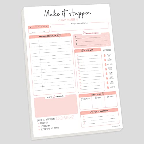 Decorably Daily Plan - 58 Daily Planner Sheets, Daily Checklist Planner for Desk, Cute To Do List Notepad, Work Day Planner, Agenda Tear Away Pad, Daily Schedule Planner Pad, Daily To Do List Notepad