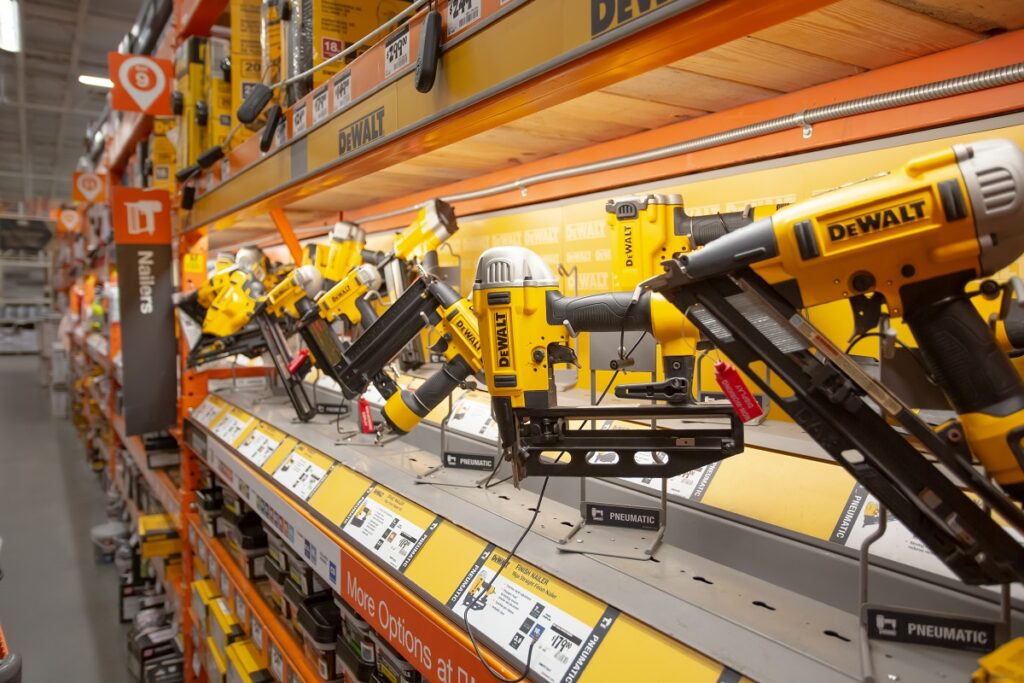 stand with dewalt tools