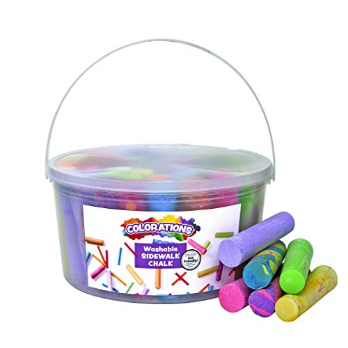 Colorations Sidewalk Chalk for Kids – 50pc 4” x 1” Washable, Bright Colored Chalk Set – Fun Kid Art Colors & Patterns – Draw on Classroom Chalkboard or Outdoor Playground – Jumbo Sidewalk Chalk Bulk