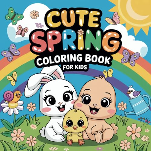 Cute Spring Coloring Book for Kids: Fun Coloring Pages With Animals, Flowers and More