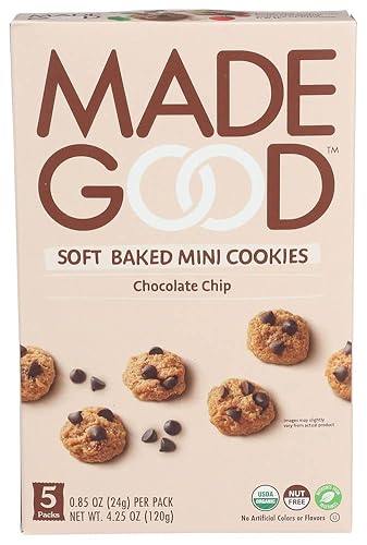 MADEGOOD Organic Chocolate Chip Soft Baked Mini Cookies, 0.85 Ounce (Pack of 5)