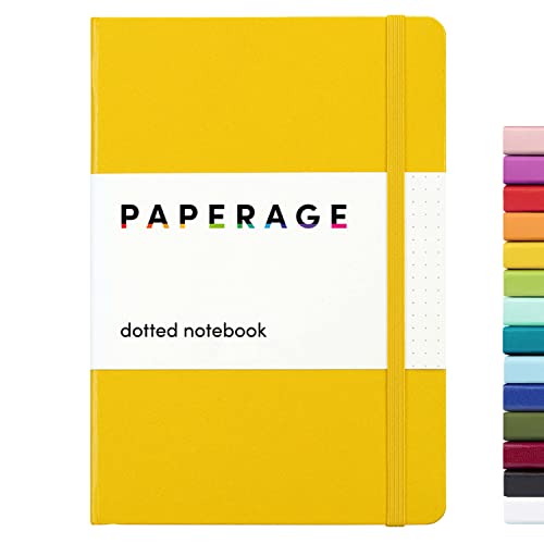 PAPERAGE Dotted Journal Notebook, (Yellow), 160 Pages, Medium 5.7 inches x 8 inches - 100 GSM Thick Paper, Hardcover