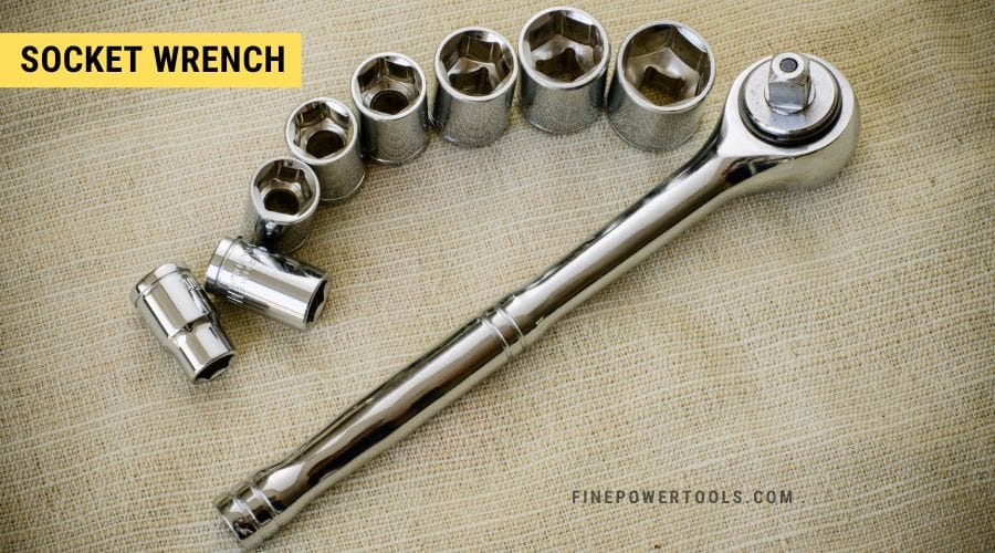 A Socket Wrench Set arranged on work table.