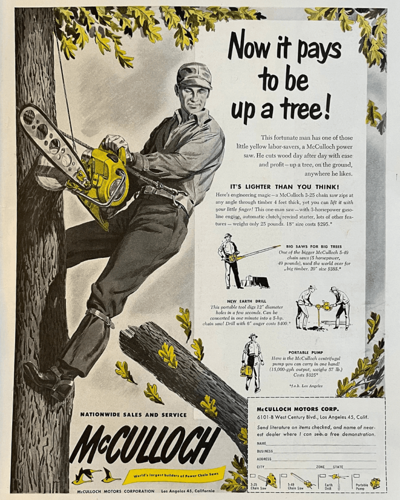 old chainsaw adverts