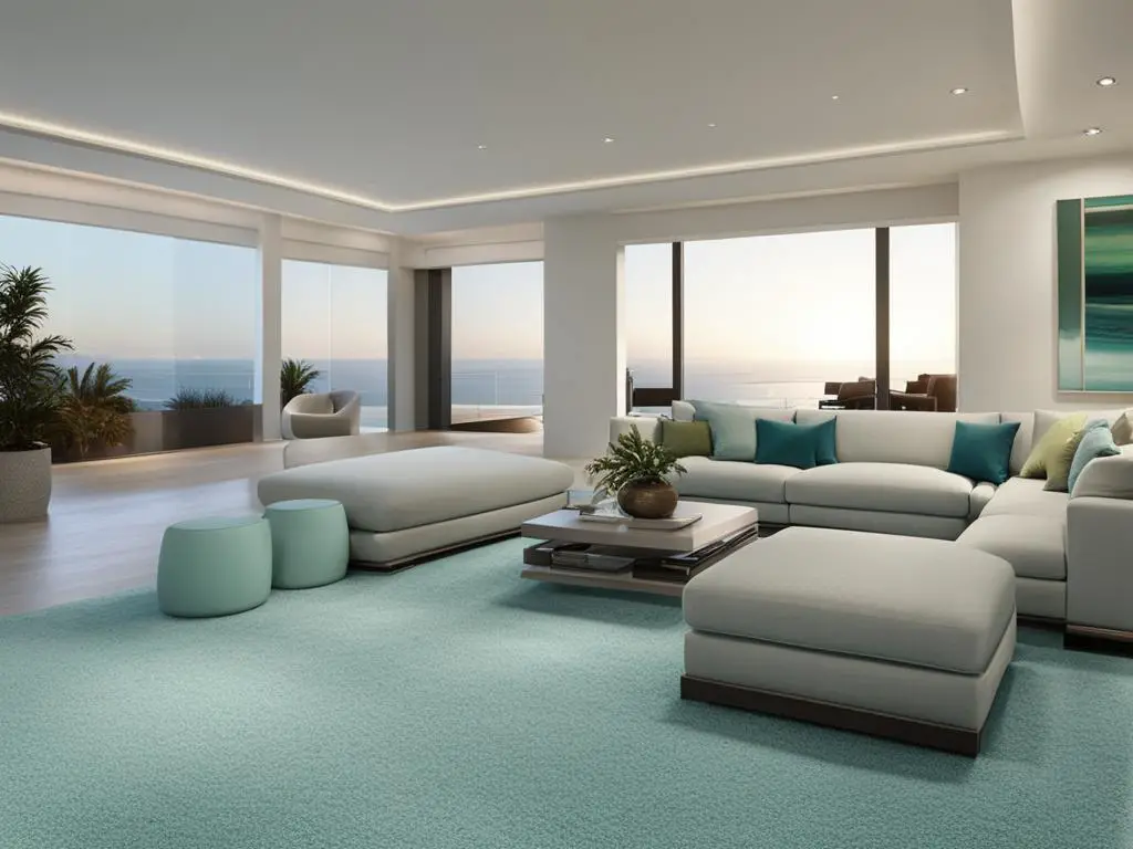 blue-green carpet