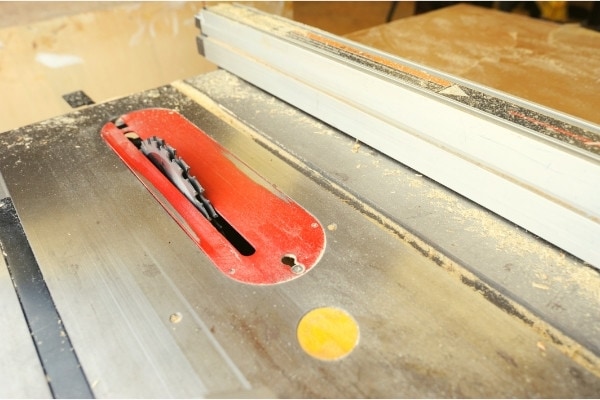 Table saw with a dado blade